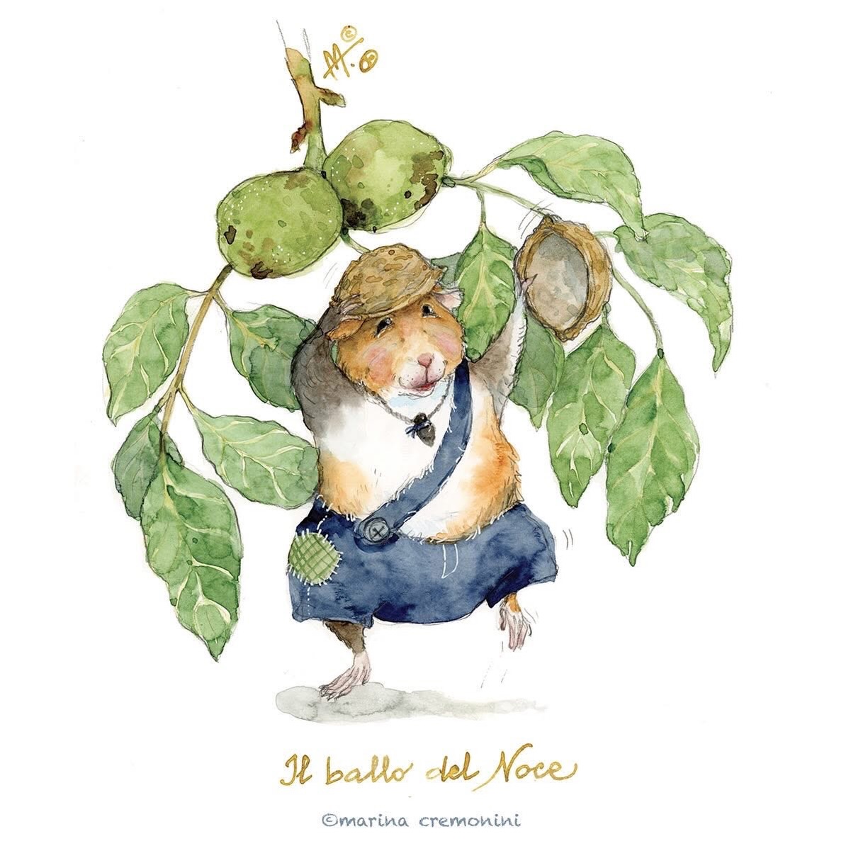 Con l’autunno 🍂, le sue luci e i suoi colori, i suoi doni, e le sue magie… viene voglia di danzare (a me, molto più che in estate!). Cavietta fu felice, un paio d’anni fa, di danzare il ballo del Noce 🍂💚#marinacremoniniillustratrice
#watercolorillustration
#childrenbookillustration #autumnvibes