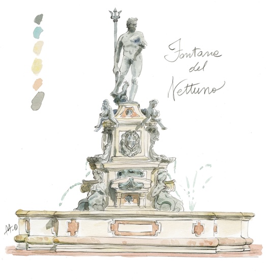 Acquerello di Bologna realizzato da Marina Cremonini