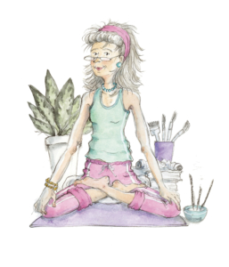 La piccola Boutique dello Yoga 3 Mery tra i pennelli a fare Yoga
